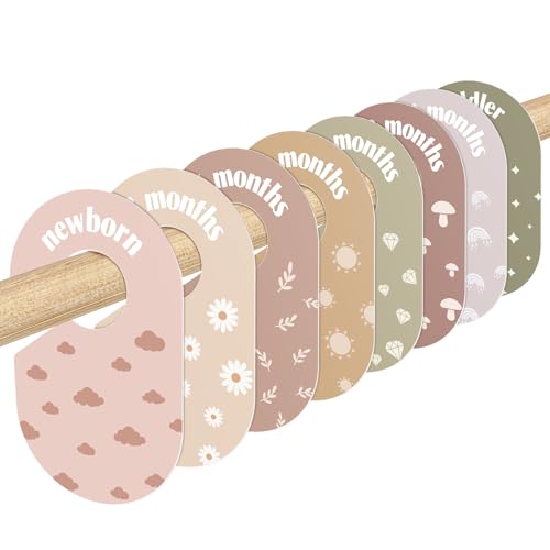 WSICSE Baby Closet Divider DoubleSided Baby Clothes Organizer Nursery Decor Closet Dividers for baby Clothes 8 Designs from Newborn to 24 Month Pastel - Image 1