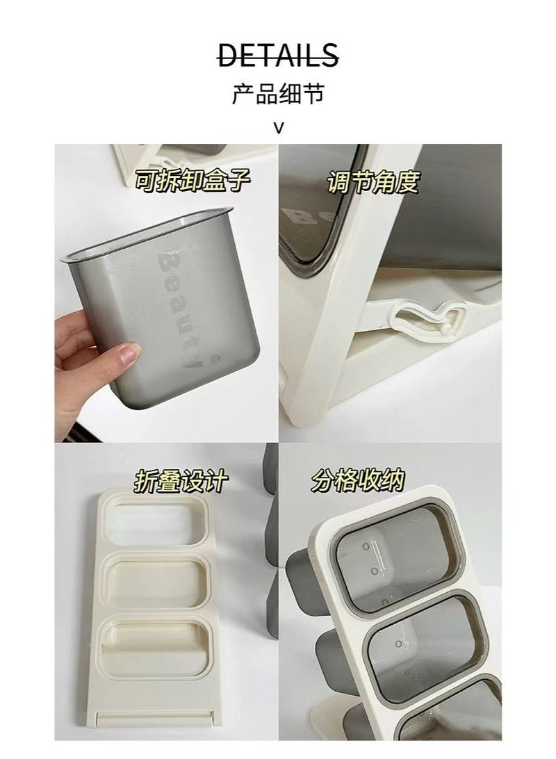 2 pcs Acrylic Pen Holders Kit for Desk, Angled Insert Pencil & Brush Organizers with 6 Compartments, Easy-Access Desktop Stationery Holders, Large-Capacity Makeup Brush Storage Rack for Bathroom, Desktop （Grey） - Image 4