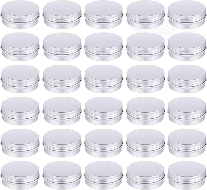 Petutu Petutu 30 Pack Tin Cans Screw Top Round Metal Lip Balm Tins Containers with Lids (1oz)