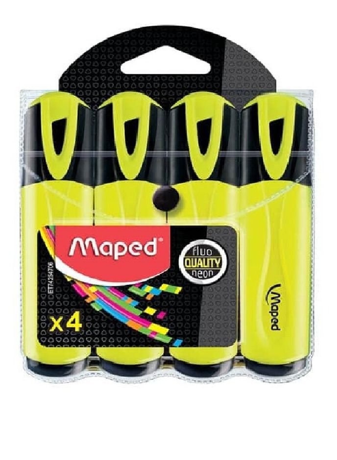 Maped 4-Piece Highlighter Yellow Colour - Image 1