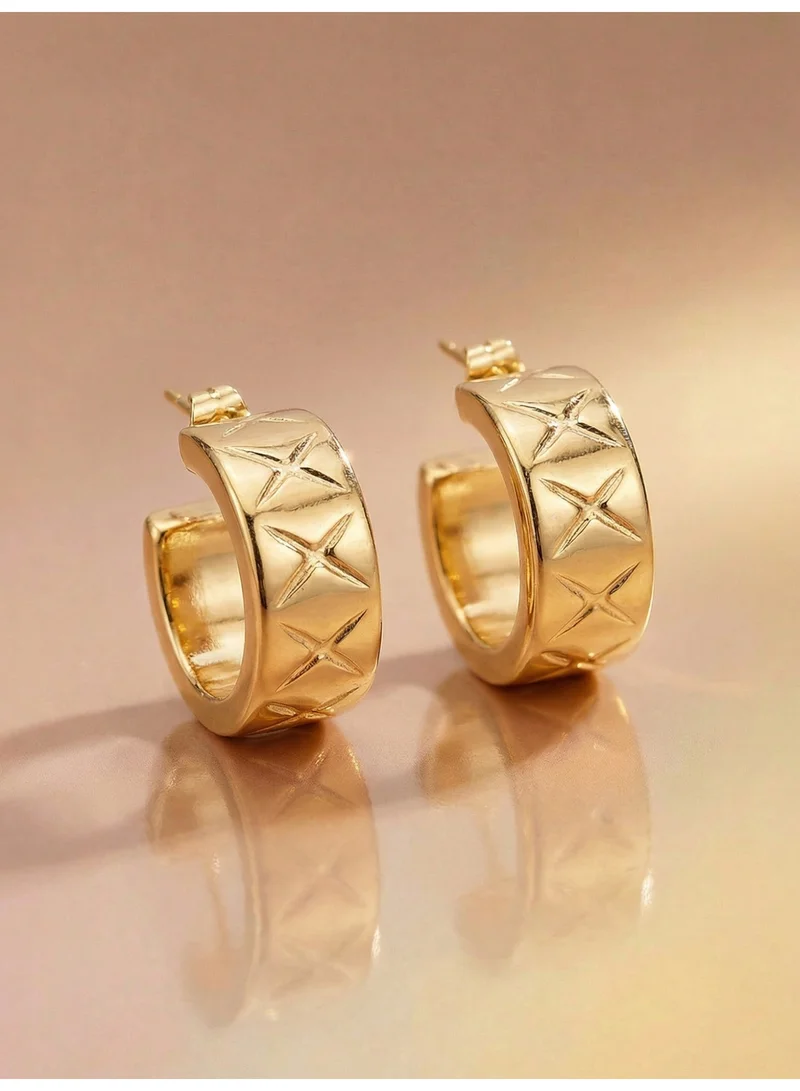 Palmonas 18K Gold Tone Plated Celeste Texture Hoop Earrings For Women - Waterproof & Anti-Tarnish