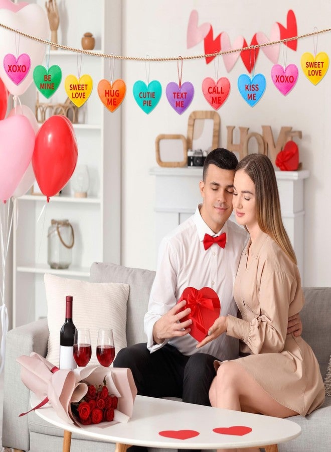 MARFOREVER 16-Pack Valentine's Felt Heart Ornaments, 8 Designs with Phrases Like XOXO, Be Mine, Hanging Heart Decor for Tree, Wedding, Party, DIY Crafts (Colorful, 8.5x7cm) - Image 3