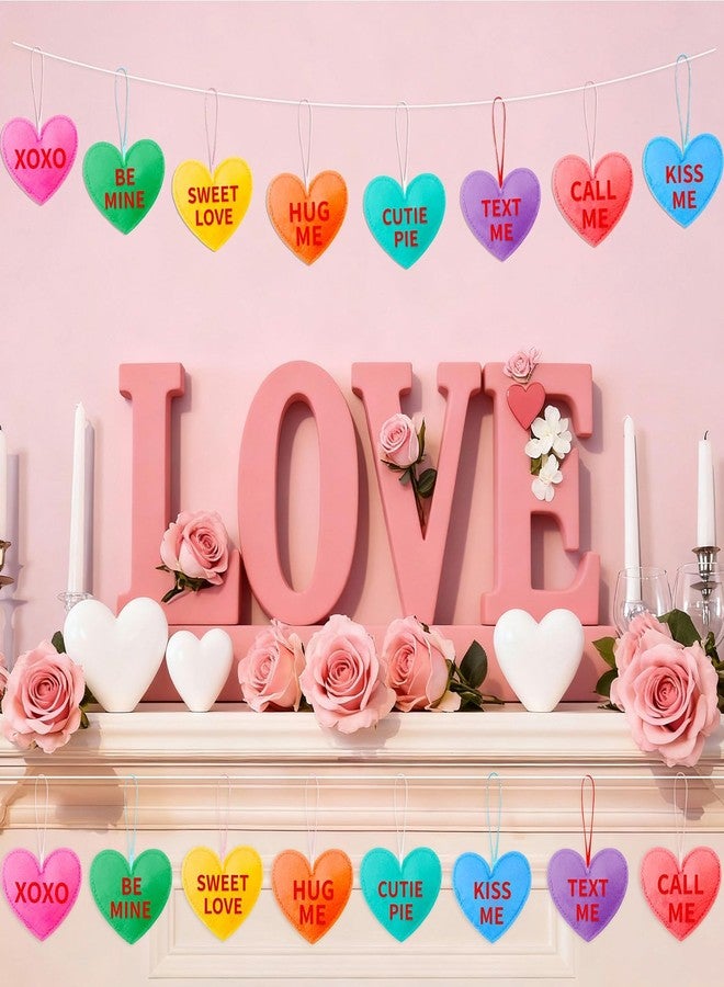 MARFOREVER 16-Pack Valentine's Felt Heart Ornaments, 8 Designs with Phrases Like XOXO, Be Mine, Hanging Heart Decor for Tree, Wedding, Party, DIY Crafts (Colorful, 8.5x7cm) - Image 4