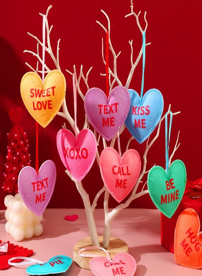 MARFOREVER 16-Pack Valentine's Felt Heart Ornaments, 8 Designs with Phrases Like XOXO, Be Mine, Hanging Heart Decor for Tree, Wedding, Party, DIY Crafts (Colorful, 8.5x7cm) - Image 5
