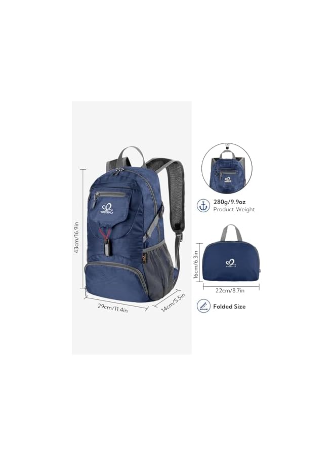 WATERFLY Small Lightweight Packable Backpack: 20L Ultra Light Foldable Travel Hiking Camping Daypack Day Pack For Man Woman - Image 2