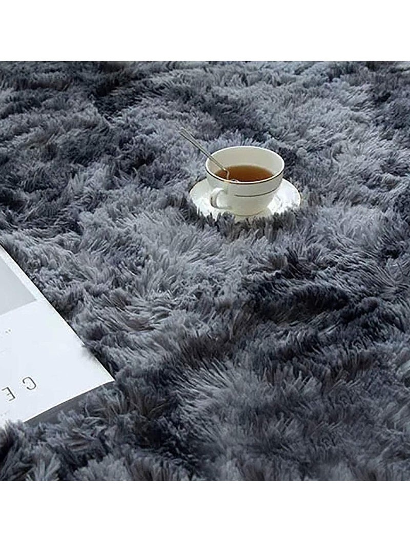 كي واي دي السجاد الناعمة والسجاد المنفوخ والسجاد الملون بتقنية الربط لغرفة المعيشة وغرفة النوم وغرفة الحضانة وديكور المنزل سجاد غير قابل للانزلاق قابل للغسل في الغسالة السجاد الديكوري 100x160 سم رمادي - Image 3