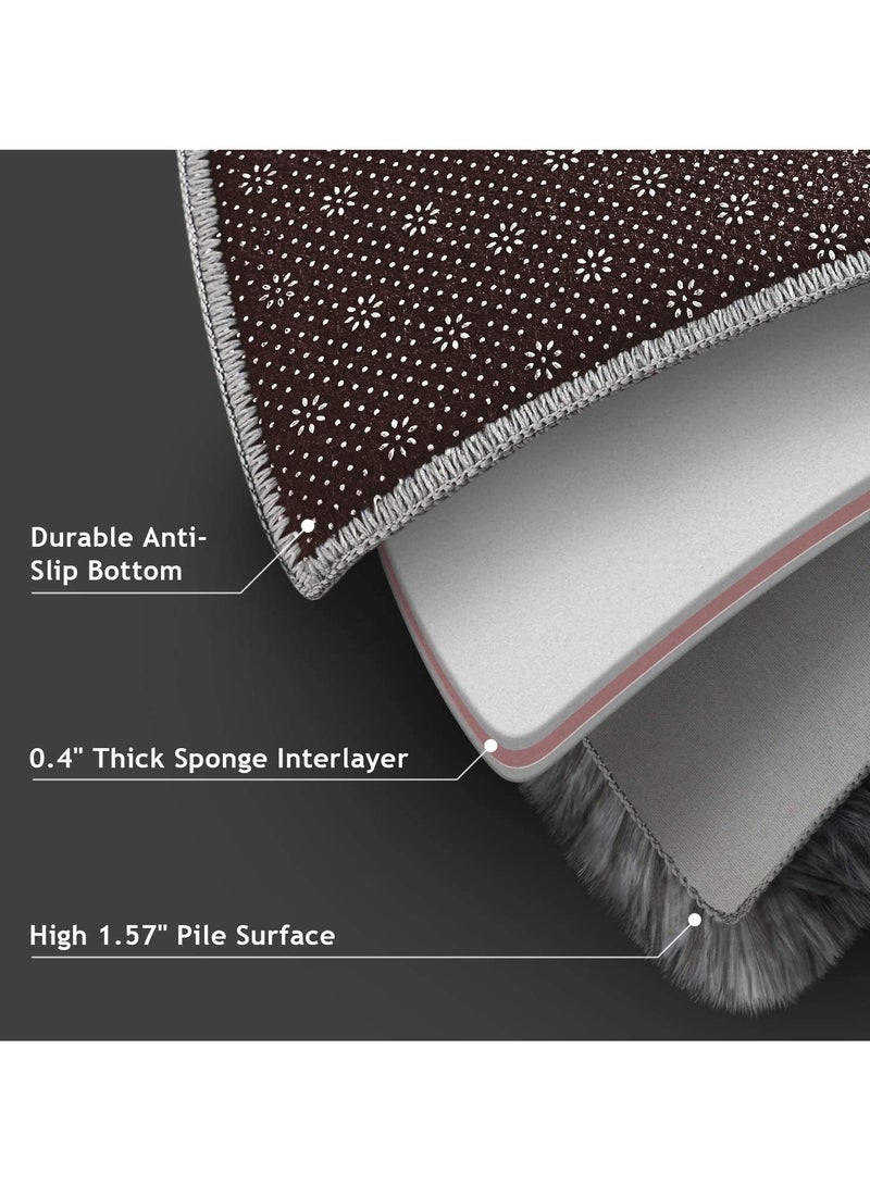 كي واي دي السجاد الناعمة والسجاد المنفوخ والسجاد الملون بتقنية الربط لغرفة المعيشة وغرفة النوم وغرفة الحضانة وديكور المنزل سجاد غير قابل للانزلاق قابل للغسل في الغسالة السجاد الديكوري 100x160 سم رمادي - Image 4