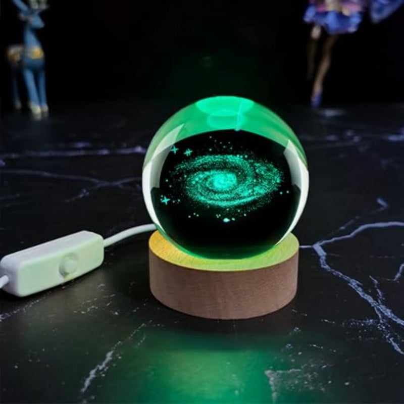 3D Galaxy Crystal Ball with LED Stand, Remote Control, 16 Colors Change, Milky Way Galaxy Glass Sphere Lamp, Decorative Glass Ball Paperweight Gifts 80mm - Image 2