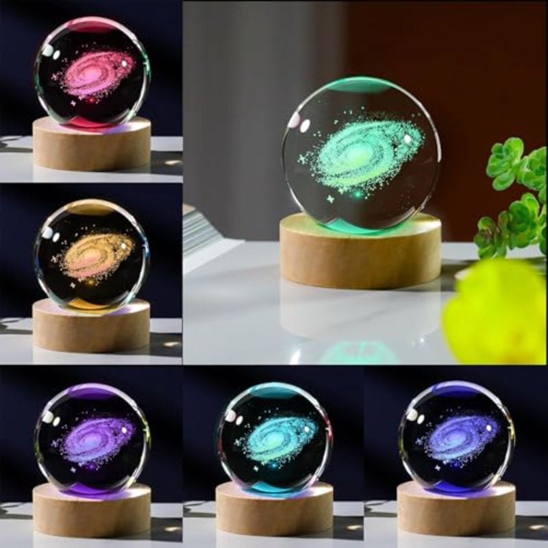 3D Galaxy Crystal Ball with LED Stand, Remote Control, 16 Colors Change, Milky Way Galaxy Glass Sphere Lamp, Decorative Glass Ball Paperweight Gifts 80mm - Image 4