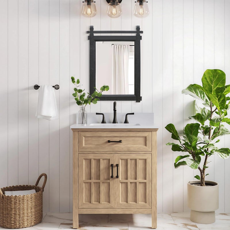 Besdomus Black Farmhouse Bathroom Mirror: 22"x30" Barn Door Rustic Solid Cedar Wood Frame Vanity Mirror - Home Decor for Entryway/Living Room/Bathroom Renovators - Modern Farmhouse for Homemakers - Image 3