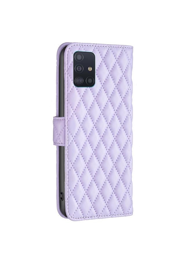 اس-توب جراب لهاتف Samsung Galaxy A51 4G مع محفظة جلدية بتصميم شبكي ماسي - Image 3