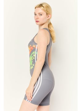 Adidas Women Sportswear Fit Sleeveless Training Squat Suit, Grey  - Image 3