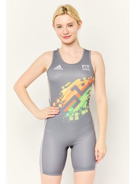 Adidas Women Sportswear Fit Sleeveless Training Squat Suit, Grey  - Image 1