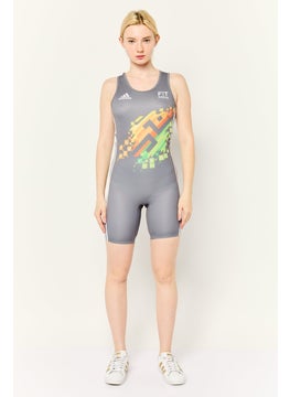 Adidas Women Sportswear Fit Sleeveless Training Squat Suit, Grey  - Image 2