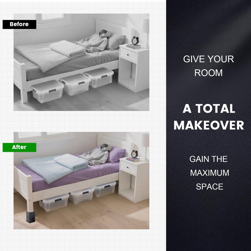 BTSD-home Bed Risers 3 or 6 Inch Heavy Duty Stackable Furniture Risers for Sofa Table Couch Chair Bed Raisers Blocks 4 Pack Black - Image 3