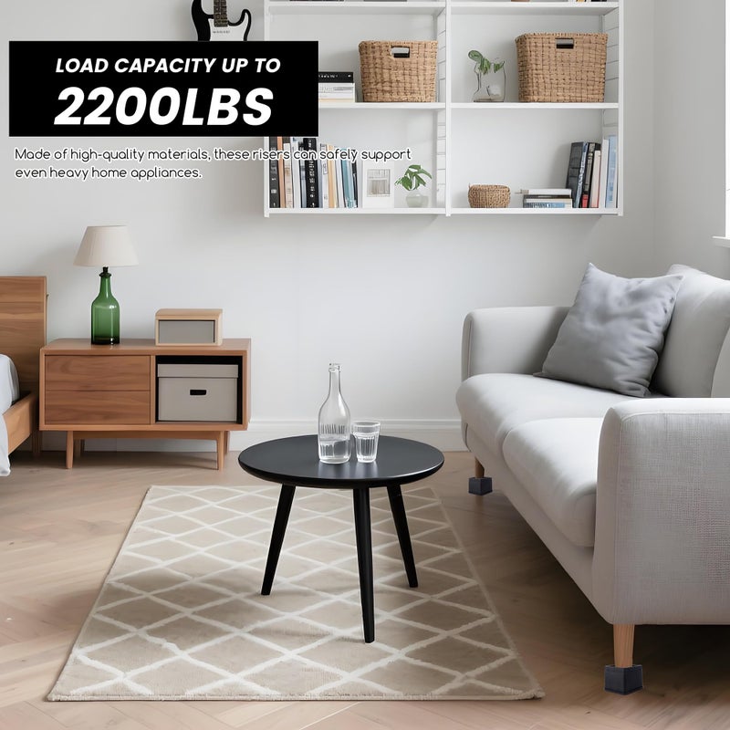 BTSD-home Bed Risers 3 or 6 Inch Heavy Duty Stackable Furniture Risers for Sofa Table Couch Chair Bed Raisers Blocks 4 Pack Black - Image 4