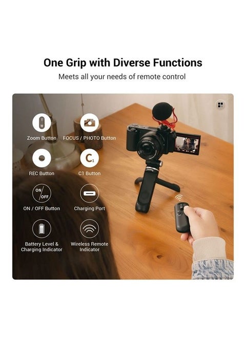 SmallRig SR-RG1 Extendable Remote Wireless Camera Shooting Grip, Vlog Tripod Selfie Stick for Sony ZV-E10, ZV-E1, ZV-1 II, RX100 VII, A6600, A6400, for Canon M50, G7X, Photo/Video/Zoom, TikTok - 3326