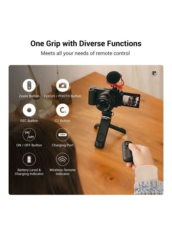 SmallRig SR-RG1 Extendable Remote Wireless Camera Shooting Grip, Vlog Tripod Selfie Stick for Sony ZV-E10, ZV-E1, ZV-1 II, RX100 VII, A6600, A6400, for Canon M50, G7X, Photo/Video/Zoom, TikTok - 3326