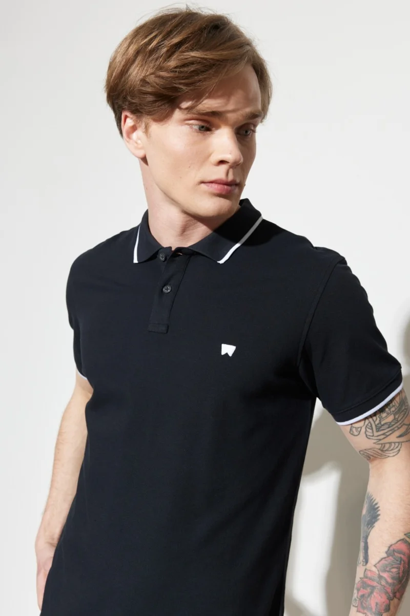 Wrangler Regular Fit Normal Cut Cotton Polo Neck Black T-Shirt10