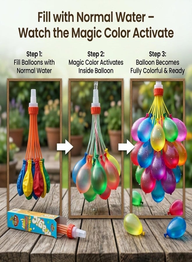 TOTA Asli Magic Holi Balloons | Fill Normal Water - Gets Coloured automatically | Set of 28 Water Baloons for Holi | Quick Fill and Auto Tie in 60 sec Gubbare | Multicolour Water Magic Balloons - Image 2