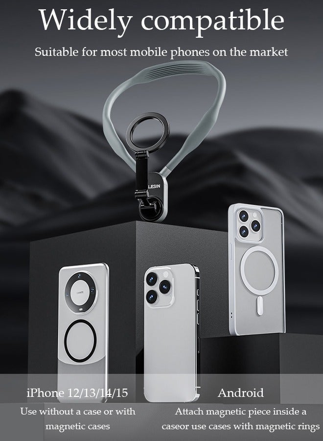 DUNISO Magnetic Neck Mount for Mobile Phone Compatible Cell Phone Neck Holder Vlog Selfie Mount Hand Free Chest Stand for iPhone 15 14 13 12 Series Android Phones - Image 2