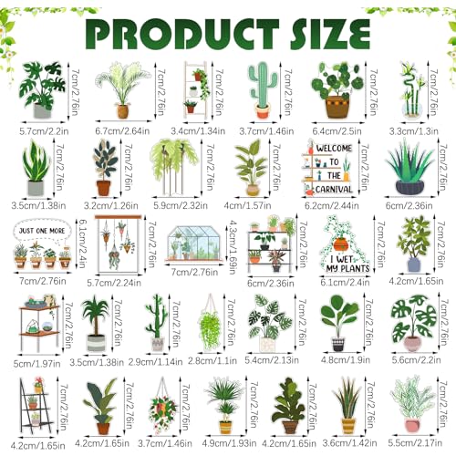 Copkim 32 Pieces Plant Fridge Magnets Bulk Cute Monstera Cactus Refrigerator Magnets Green Leaf Decor for Office School Christmas Plant Lover Gifts - Image 2