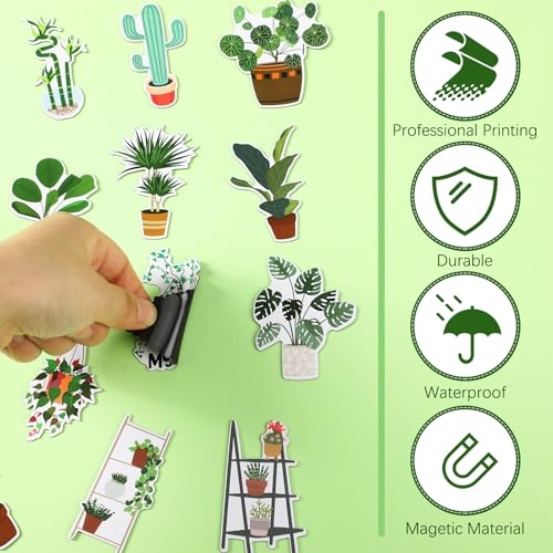 Copkim 32 Pieces Plant Fridge Magnets Bulk Cute Monstera Cactus Refrigerator Magnets Green Leaf Decor for Office School Christmas Plant Lover Gifts - Image 3