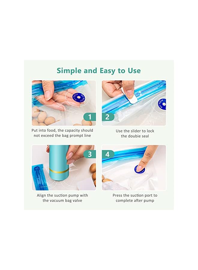 Raxoom Sealer Machine Set With Reusable 5 Sous Vide Bags, Sealing Packing System Usb Rechargeable, Electric Vacuum Seal Machine For Various Food Preservation,Food Preservation Marinate Container - Image 3