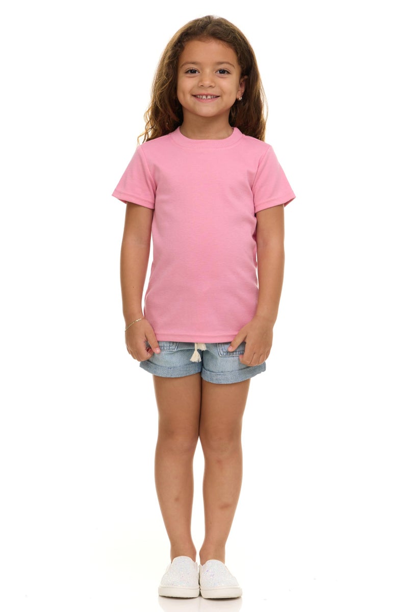 Cudlie Girlsâ€™ Short Sleeve T-Shirts, 5-Pack Solid Color Soft Cotton Tees for Infants, Toddlers and Little Girls - Image 3