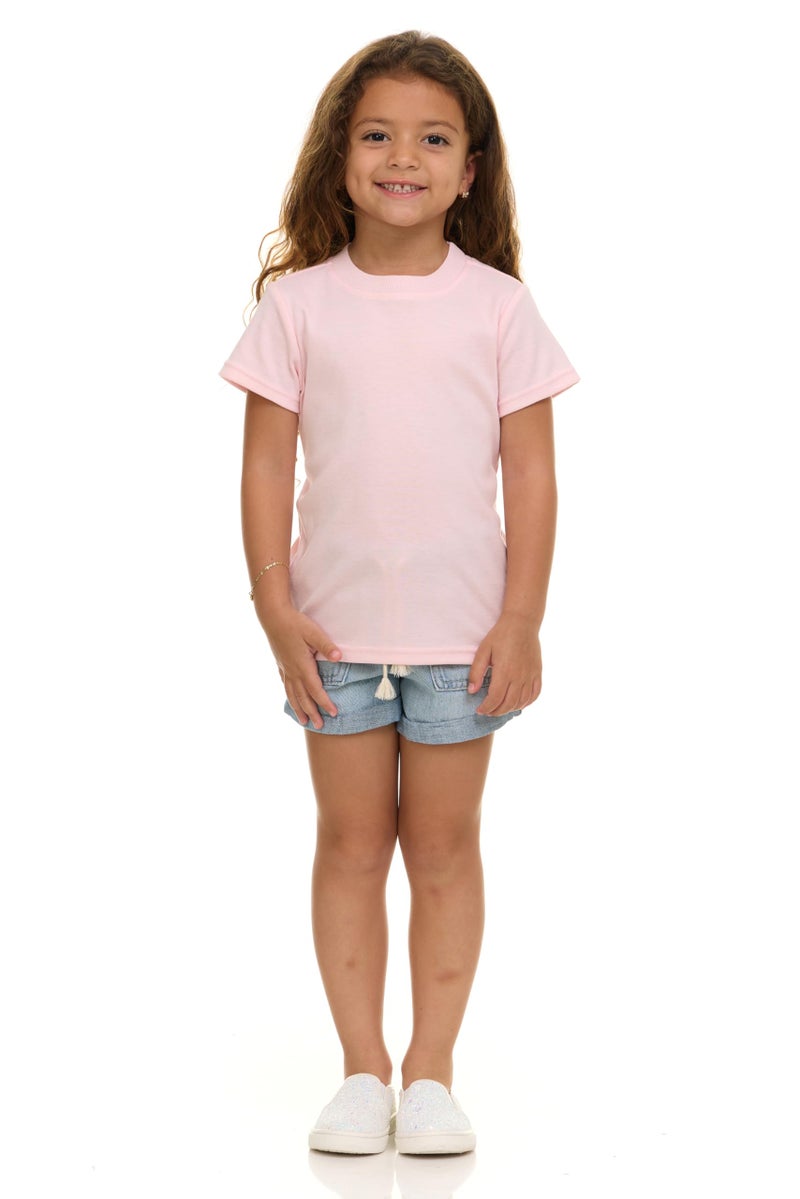 Cudlie Girlsâ€™ Short Sleeve T-Shirts, 5-Pack Solid Color Soft Cotton Tees for Infants, Toddlers and Little Girls - Image 5