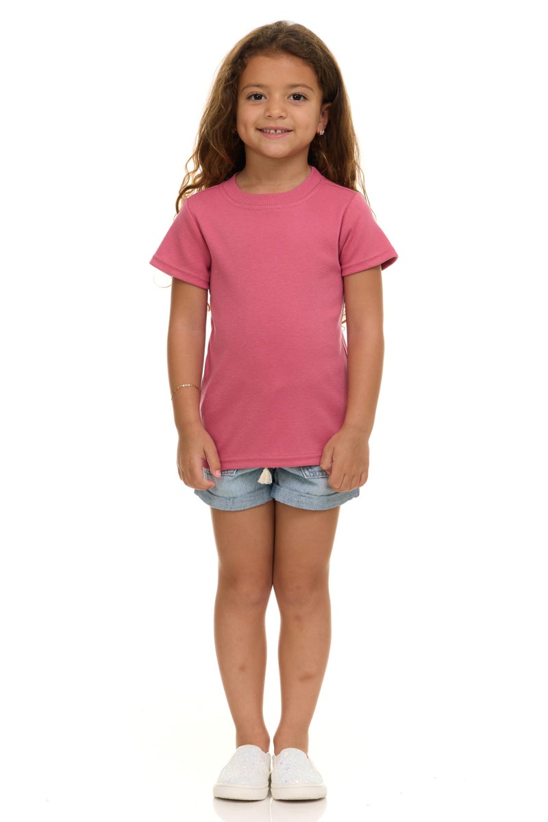 Cudlie Girlsâ€™ Short Sleeve T-Shirts, 5-Pack Solid Color Soft Cotton Tees for Infants, Toddlers and Little Girls - Image 2