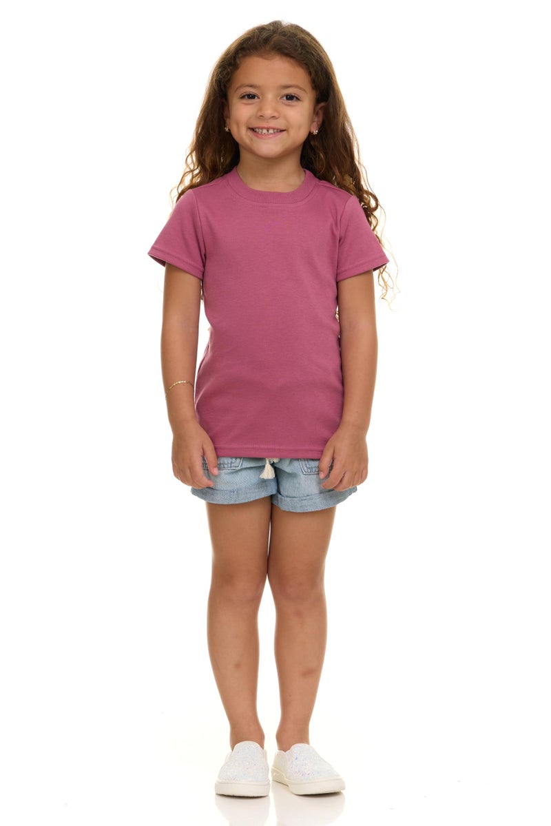 Cudlie Girlsâ€™ Short Sleeve T-Shirts, 5-Pack Solid Color Soft Cotton Tees for Infants, Toddlers and Little Girls - Image 4