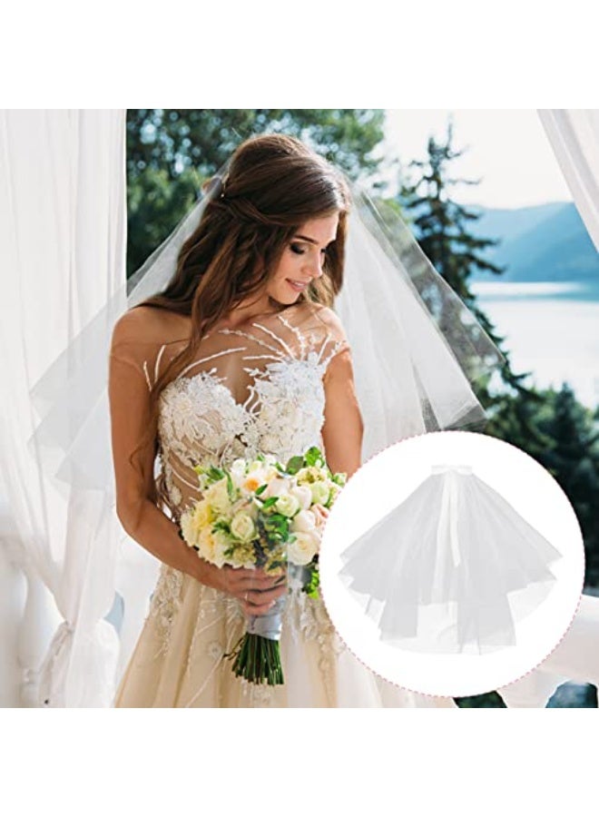 فلوفازو طرحة زفاف قصيرة للنساء - طرحة أنيقة من التول لحفلات الزفاف واحتفالات الزفاف، إكسسوار زفاف خفيف الوزن ومريح - Image 5