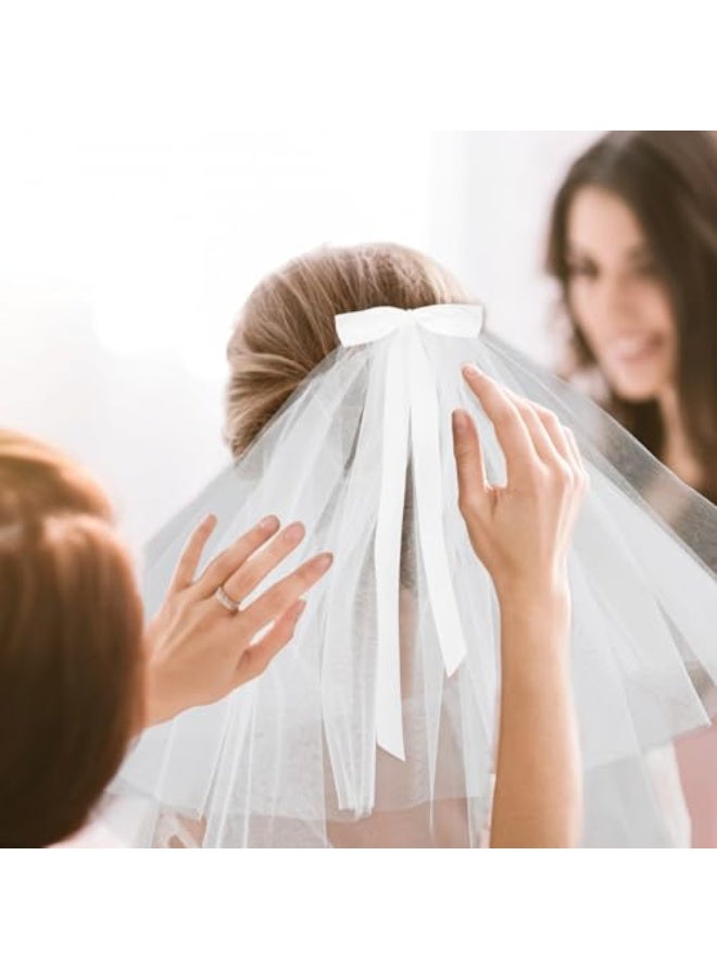 فلوفازو طرحة زفاف قصيرة للنساء - طرحة أنيقة من التول لحفلات الزفاف واحتفالات الزفاف، إكسسوار زفاف خفيف الوزن ومريح - Image 2