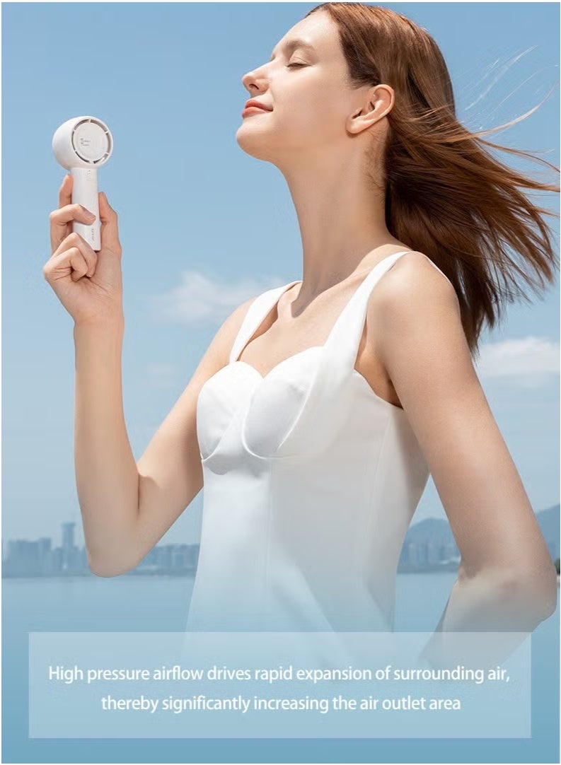 JISULIFE Handheld turbo fan [16 hours maximum cooling time] Mini portable handheld fan, 4500mAh USB rechargeable Mini fan,5 speeds, suitable for travel/home/office