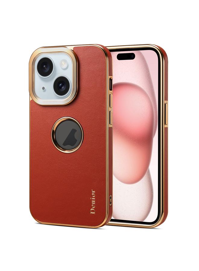 Denior Case For iPhone 15 Fragrant Calf Texture Electroplating Phone Case - Image 1