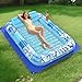 POOLACC Inflatable Tanning Pool Lounger Float with Protection Tarp 85 x 57 Pool Floats Adult with Pillow 6 in 1 Suntan Tub Raft Floatie Sunbathing Water Bed Lounge Blow Up Kids Ball Pit Party GiftsBlue - Image 3
