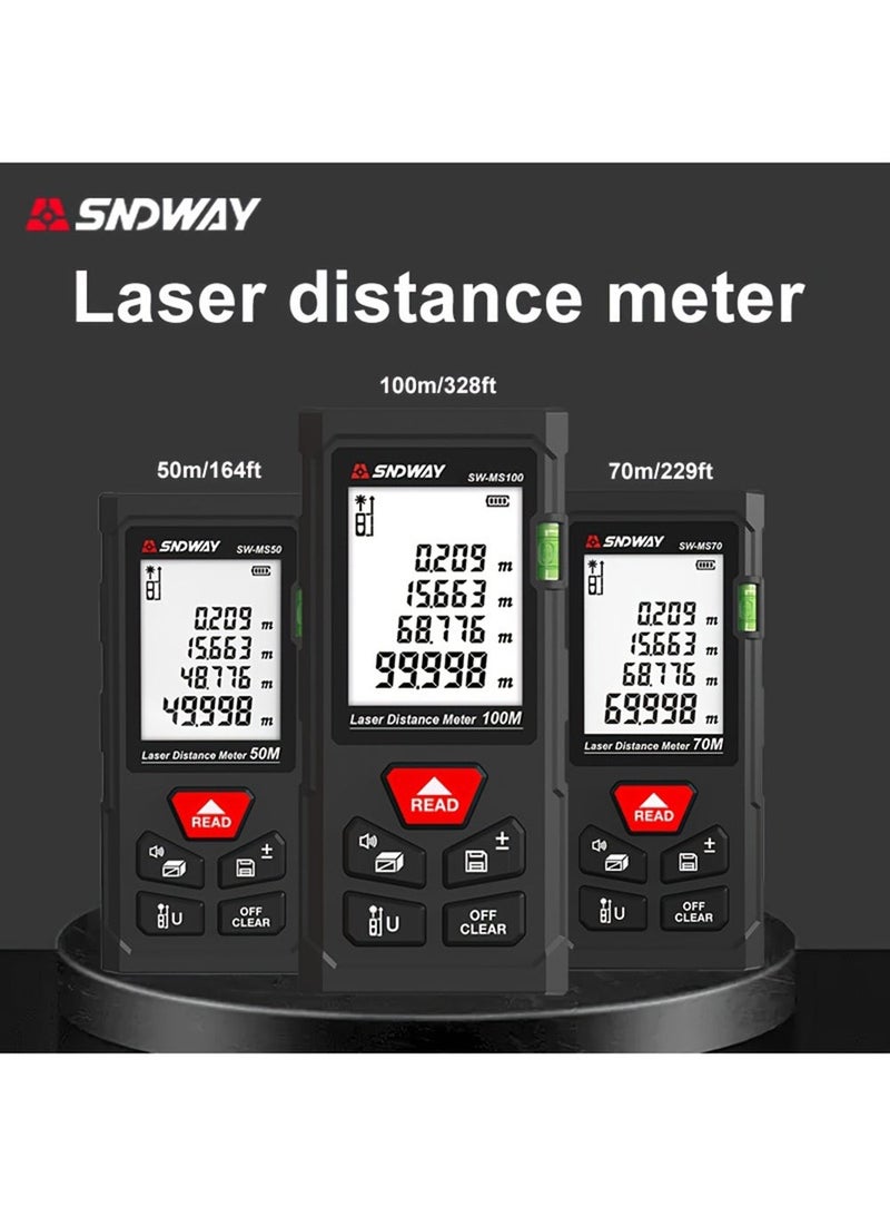 SNDWAY Laser Measure 50M, Ft/in/M Unit Switch Digital Laser Tape Measure, LCD Backlit Laser Distance Measure Pythagorean Mode Area and Volume Measuring，Industrial Measuring Tool Laser Measurement Tool - Image 2