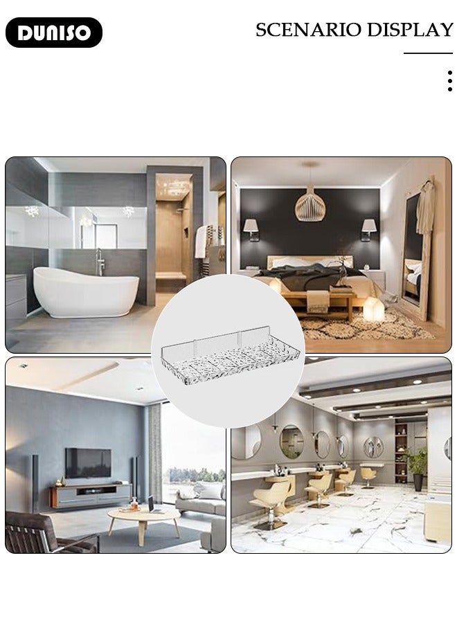 DUNISO 2PCS Wall Mounted Transparent Shower Caddy, Hollow Design Adhesive Bathroom Corner Caddy, No Drilling Adhesive Shower Shelf for Bathroom Storage, Rustproof Shower Shelf for Bathroom, Dorm, Toilet, Kitchen  - Image 3