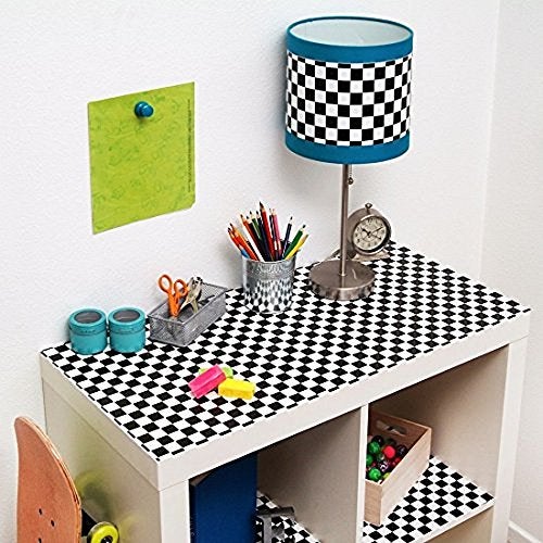 Magic Cover Premium Adhesive Vinyl Contact Shelf Liner and Drawer Liner, 18"x6', Tile Black - Image 2