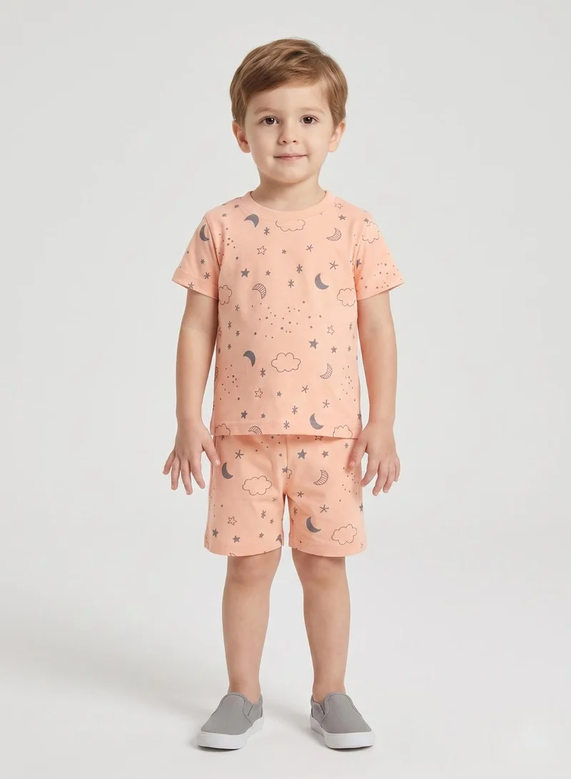 بيبي كلو Boys Peach Moon Star Shorts Set