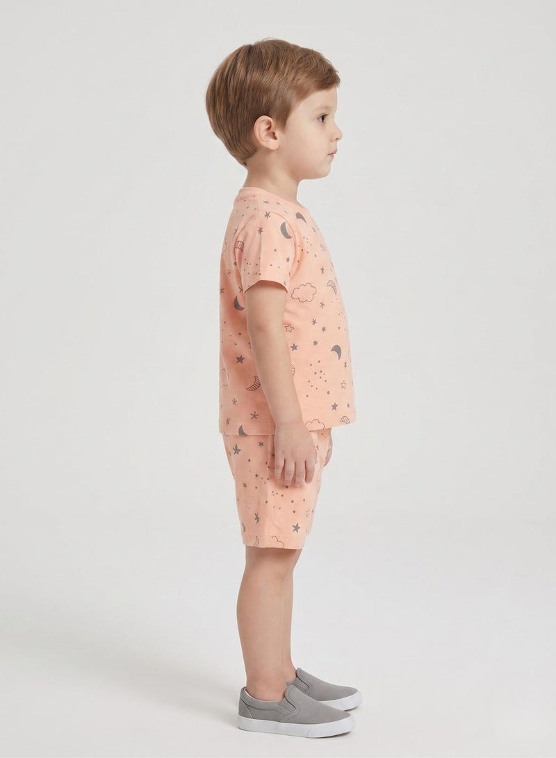 babyqlo Boys Peach Moon Star Shorts Set - Image 3