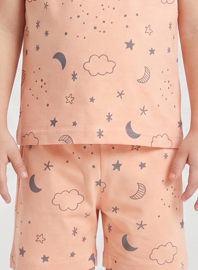 babyqlo Boys Peach Moon Star Shorts Set - Image 5
