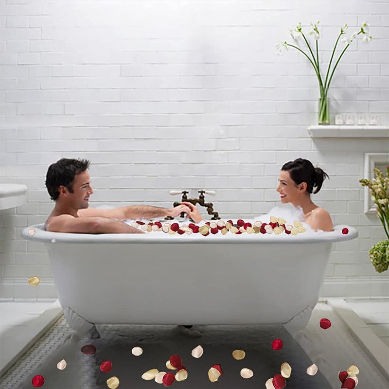 metulip 200PCS Silk Rose Petals Fake Scatter Petals Burgundy Gold Pink Flower Petals for Wedding Flower Girl Basket Romantic Night Bridal Shower Cake Table Centerpieces - Image 5