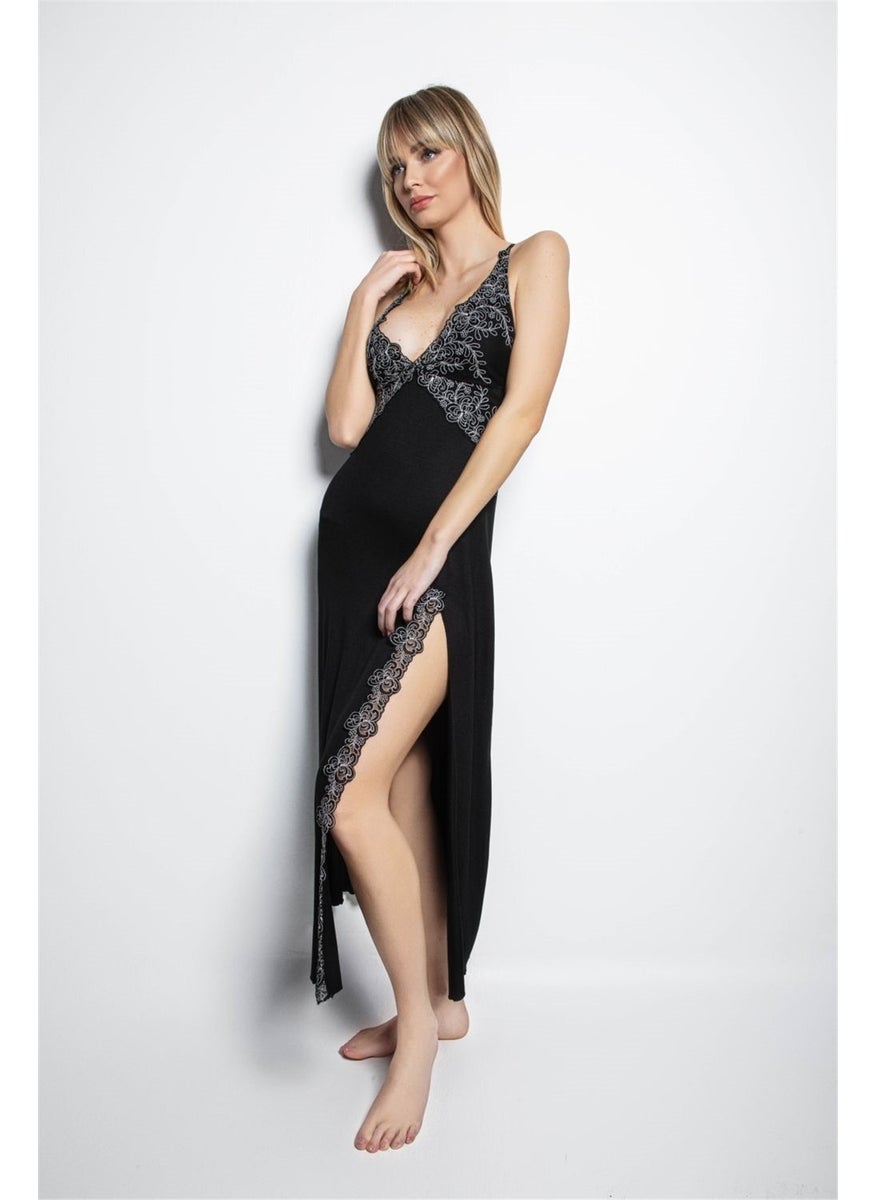 Monamise 19195 Women's Black Short Sleeve Nightgown  - Image 5