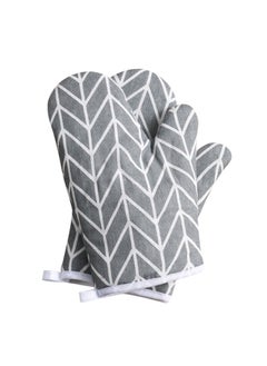 sokany 1 Pair (2 PCS) Cotton Kitchen Oven Mitt Glove, Heat Resistance Soft Cotton Lining, Pot Holders for Safe Cooking, Baking, Grilling and Barbecue Potholders (Gray/White)  - Image 1
