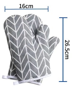 sokany 1 Pair (2 PCS) Cotton Kitchen Oven Mitt Glove, Heat Resistance Soft Cotton Lining, Pot Holders for Safe Cooking, Baking, Grilling and Barbecue Potholders (Gray/White)  - Image 2