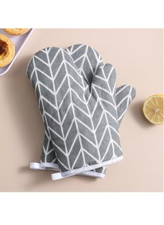 sokany 1 Pair (2 PCS) Cotton Kitchen Oven Mitt Glove, Heat Resistance Soft Cotton Lining, Pot Holders for Safe Cooking, Baking, Grilling and Barbecue Potholders (Gray/White)  - Image 5