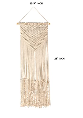 DXYZ Macrame Cotton Rope Bohemian Vintage Style Wall Hanging Tapestry | Vintage Home Decor | Geometric Wall Art | Diwali Gifting, Ivory - Image 2