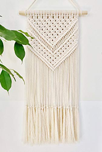 DXYZ Macrame Cotton Rope Bohemian Vintage Style Wall Hanging Tapestry | Vintage Home Decor | Geometric Wall Art | Diwali Gifting, Ivory - Image 1